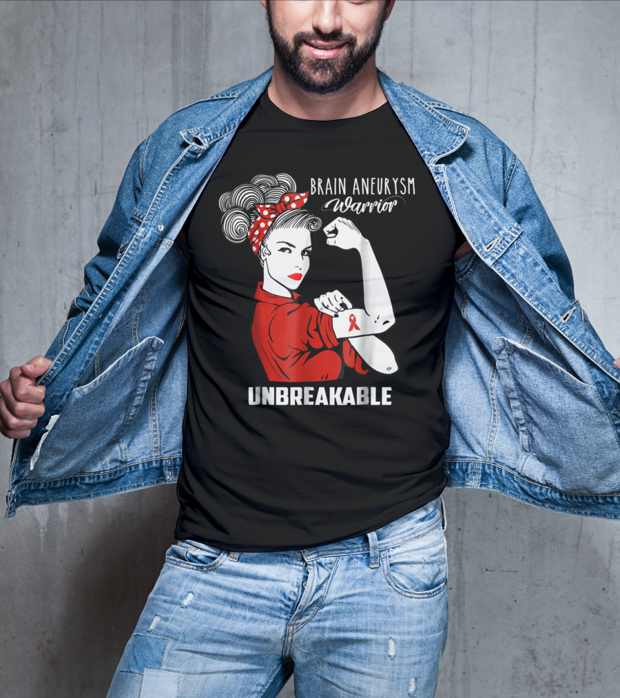 Brain Aneurysm Warrior Unbreakable Awareness Ribbon Strength T-Shirt