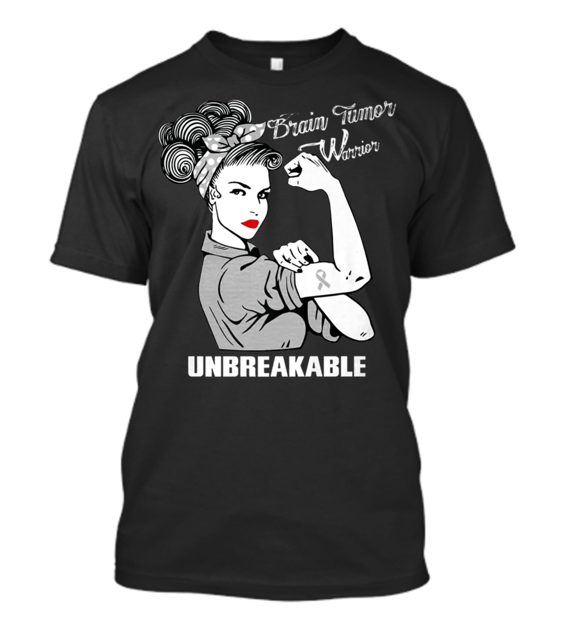 Brain Tumor Warrior Unbreakable Rosie The Riveter T-Shirt