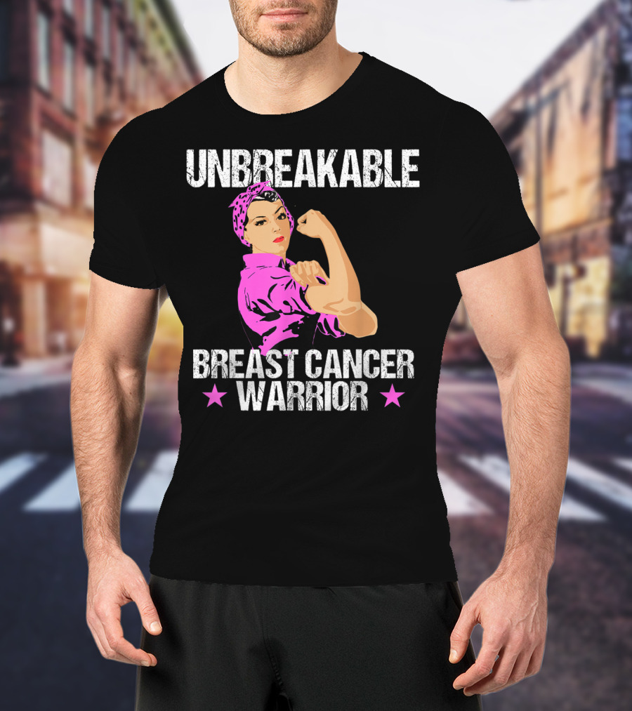 Unbreakable Breast Cancer Warrior Pink Awareness T-Shirt