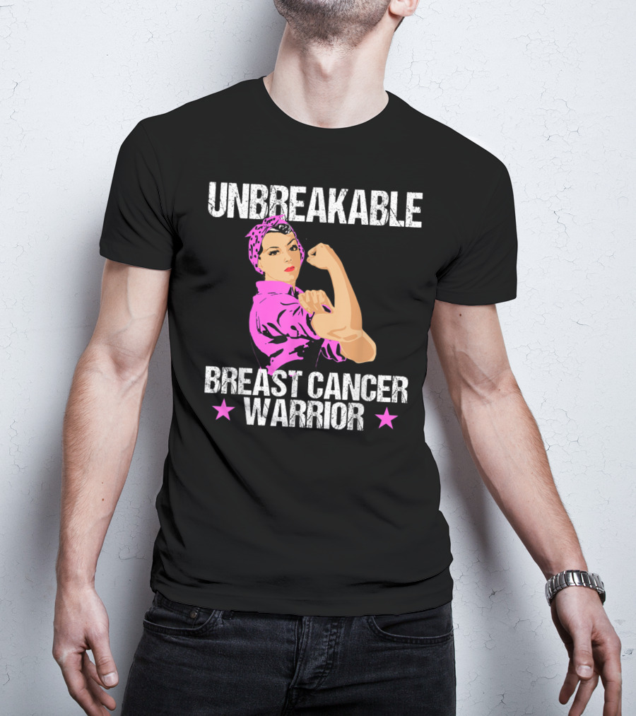 Unbreakable Breast Cancer Warrior Pink Awareness T-Shirt