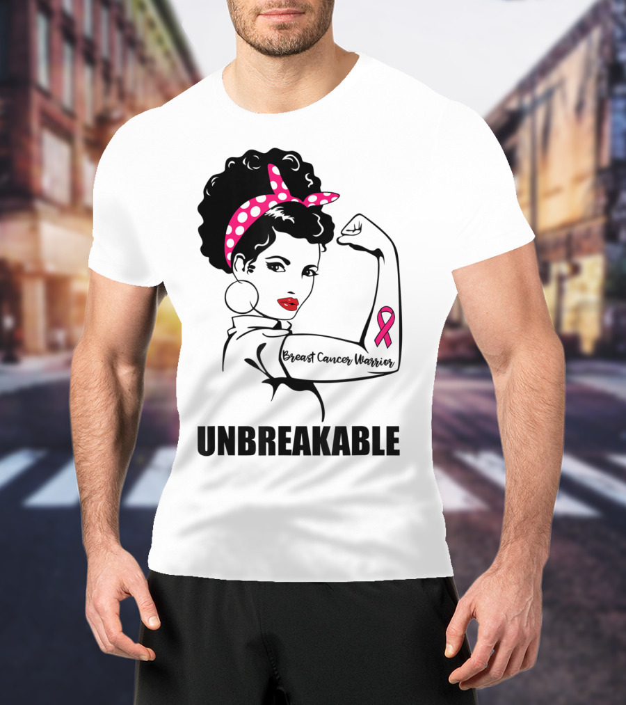 Breast Cancer Warrior Unbreakable Pink Ribbon Strength T-Shirt