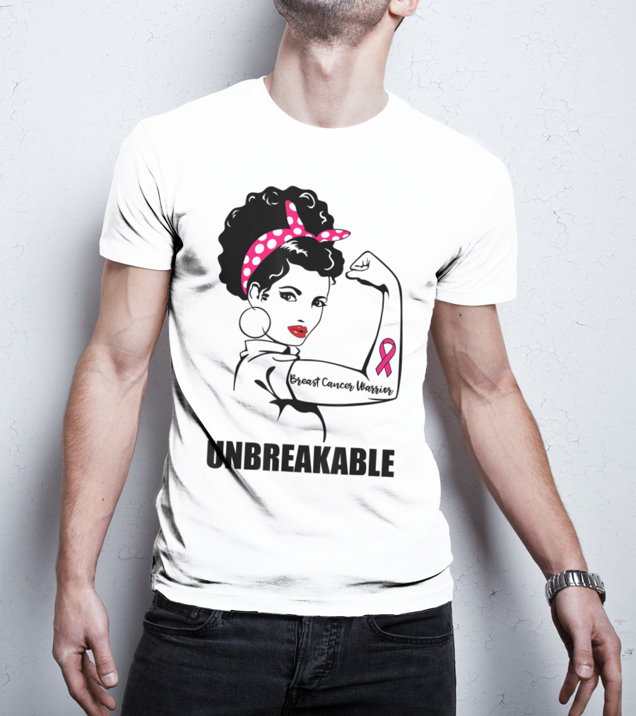 Breast Cancer Warrior Unbreakable Pink Ribbon Strength T-Shirt