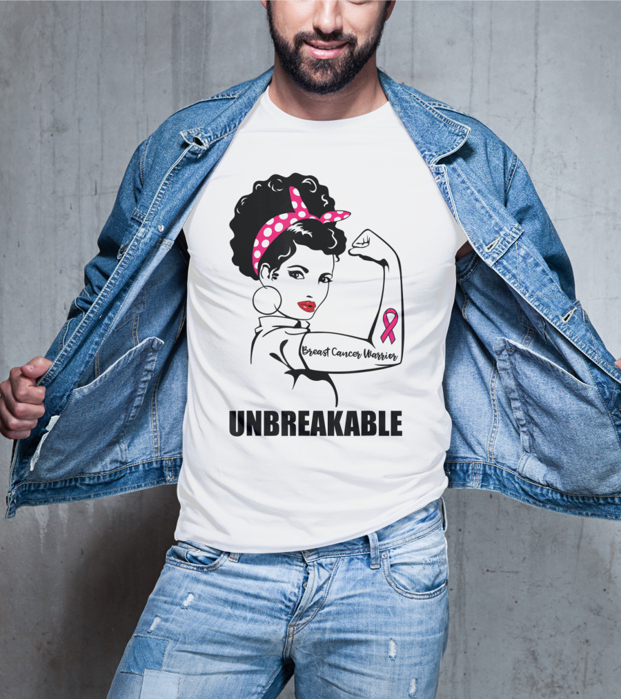 Breast Cancer Warrior Unbreakable Pink Ribbon Strength T-Shirt