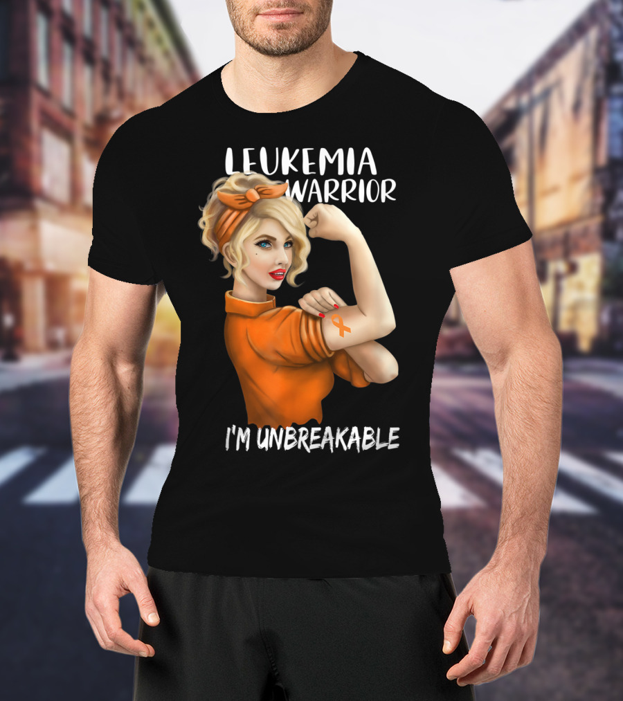 Leukemia Warrior Orange Ribbon I'm Unbreakable T-Shirt