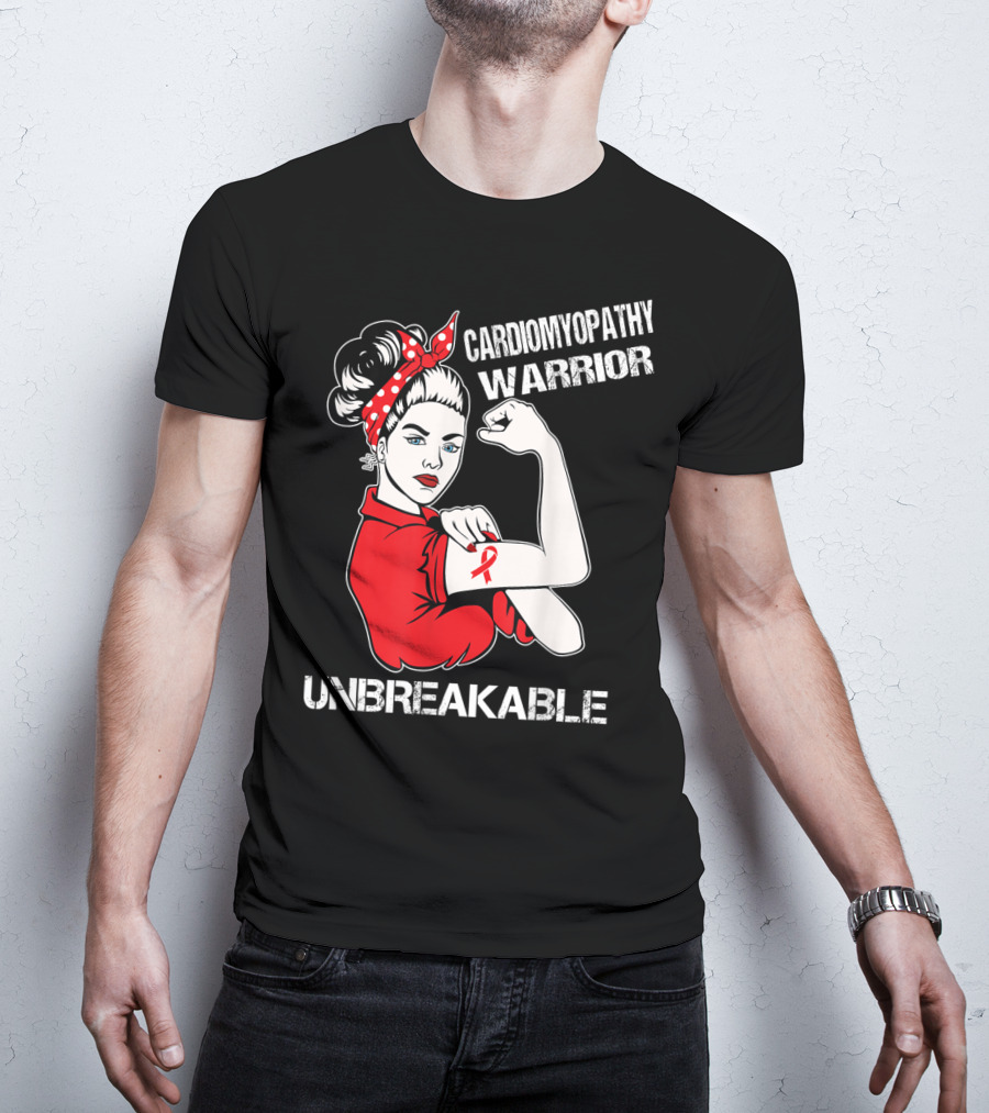 Cardiomyopathy Warrior Unbreakable Rosie Riveter Red T-Shirt