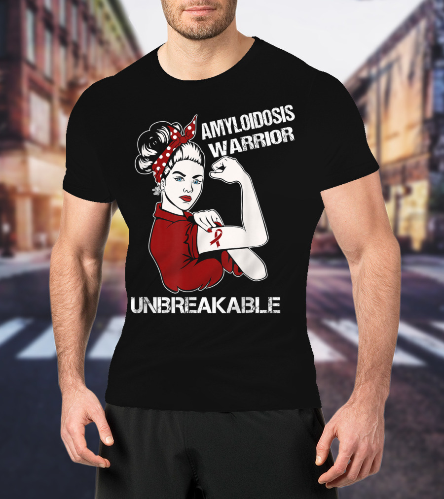Amyloidosis Warrior Unbreakable Strong Woman Red T-Shirt
