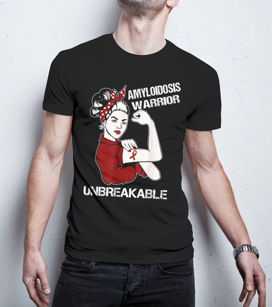 Amyloidosis Warrior Unbreakable Strong Woman Red T-Shirt