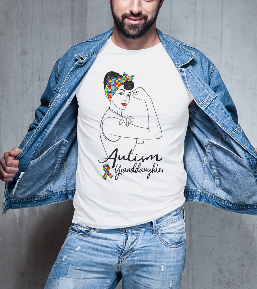 Autism Granddaughter Rosie The Riveter Puzzle Ribbon Unbreakable T-Shirt