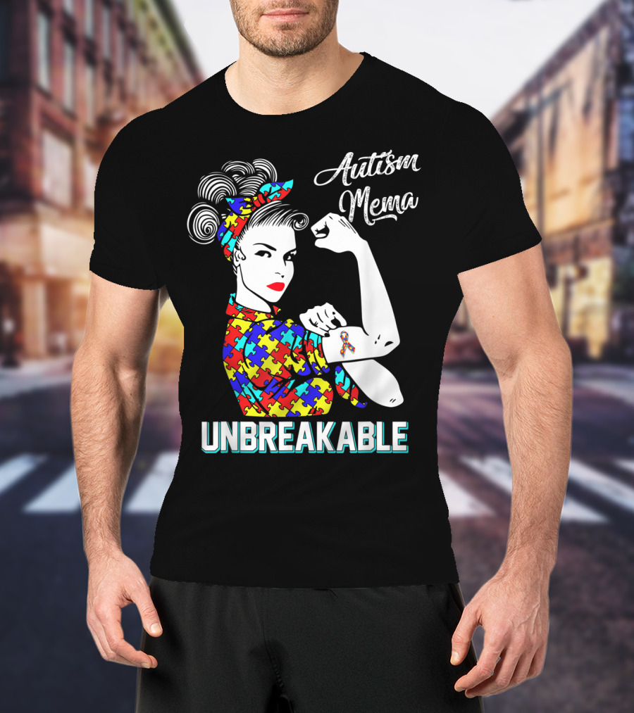 Autism Mema Unbreakable Puzzle Ribbon Awareness T-Shirt