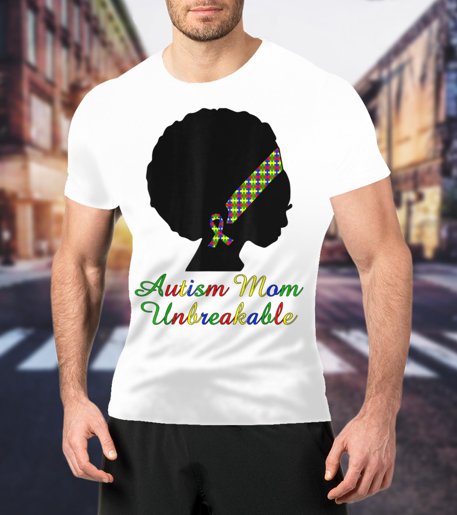 Autism Mom Unbreakable With Puzzle Ribbon Headband T-Shirt