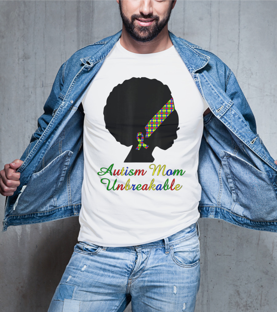 Autism Mom Unbreakable With Puzzle Ribbon Headband T-Shirt