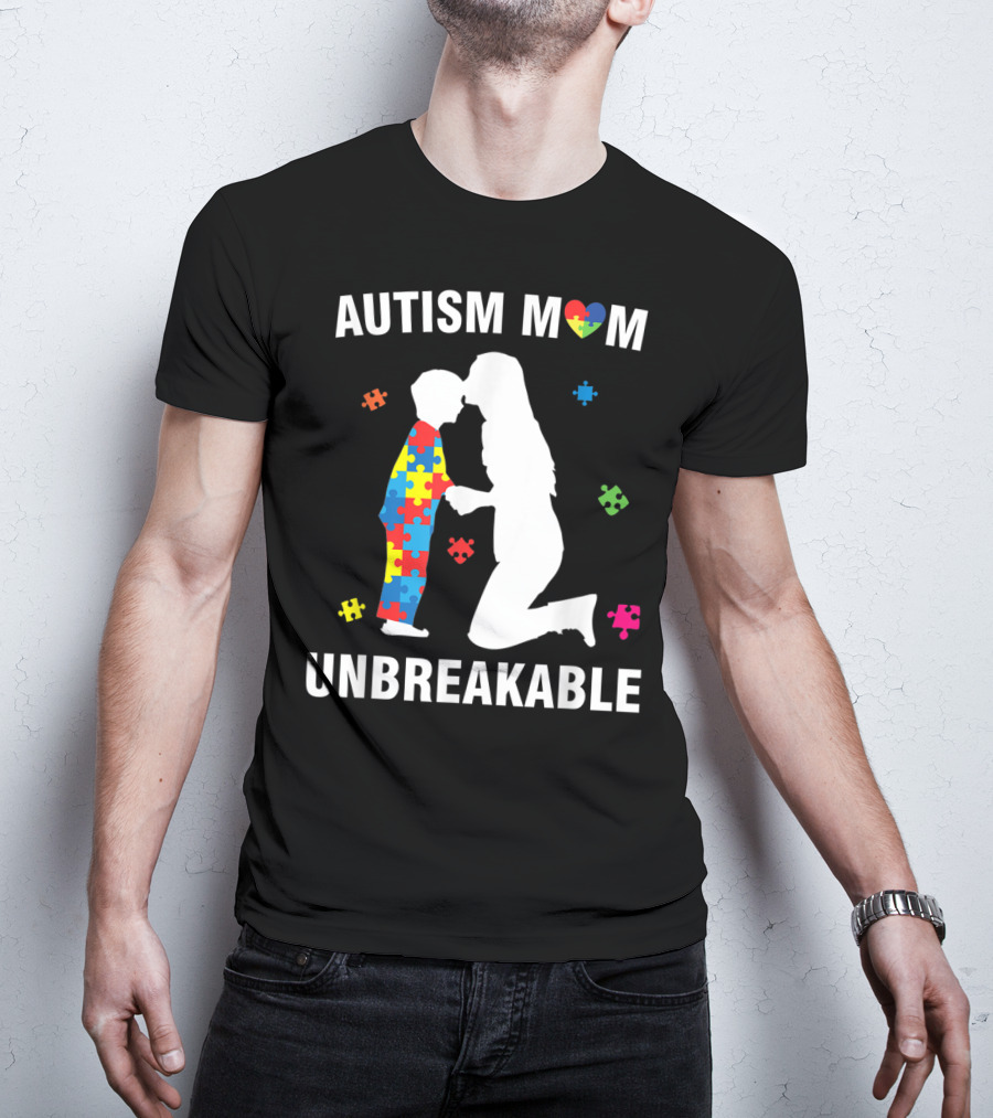 Autism Mom Unbreakable Puzzle Heart Support T-Shirt