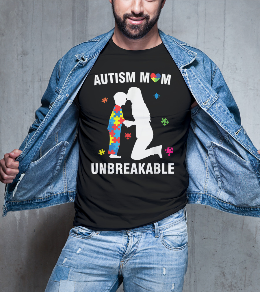 Autism Mom Unbreakable Puzzle Heart Support T-Shirt