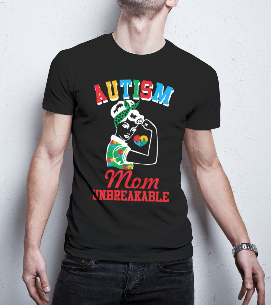 Autism Mom Unbreakable Puzzle Pieces Awareness T-Shirt