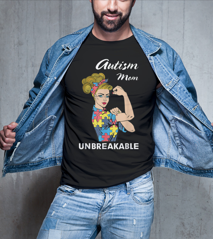 Autism Mom Unbreakable Puzzle Piece Strong Women Empowerment T-Shirt