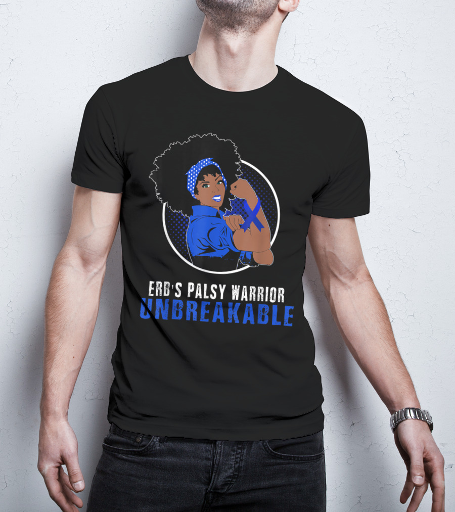 Erb's Palsy Warrior Unbreakable Black Girl Blue T-Shirt