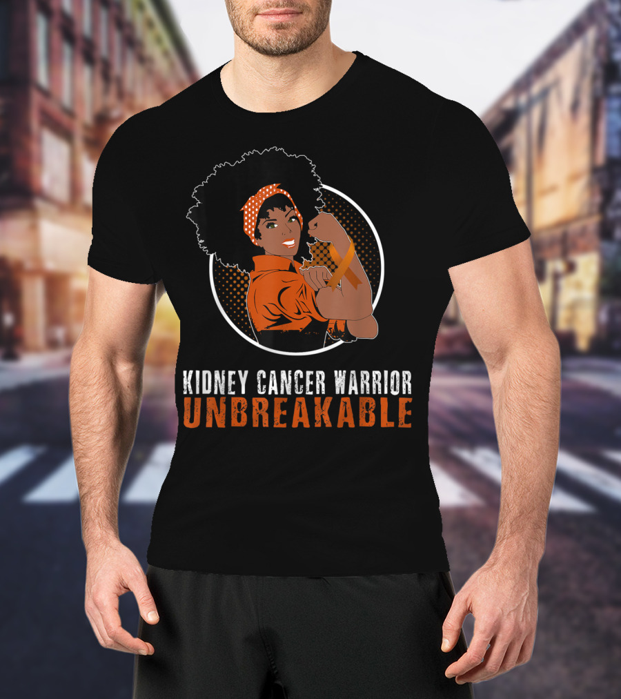 Kidney Cancer Warrior Unbreakable Black Girl Representation T-Shirt