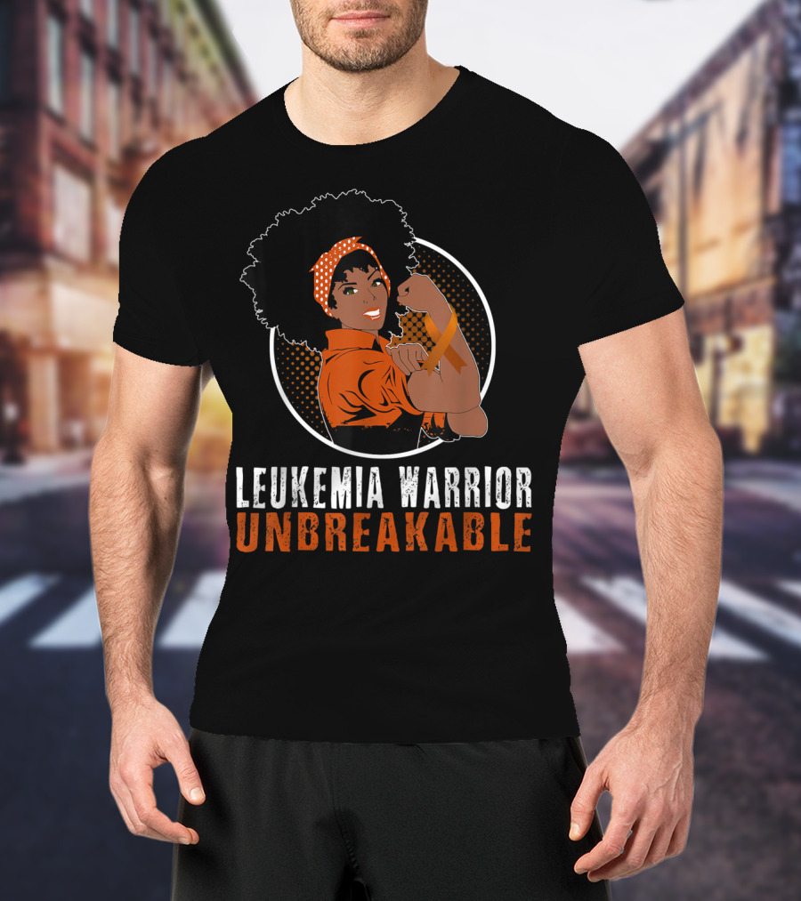 Leukemia Warrior Unbreakable Black Girl Heroic Strength T-Shirt