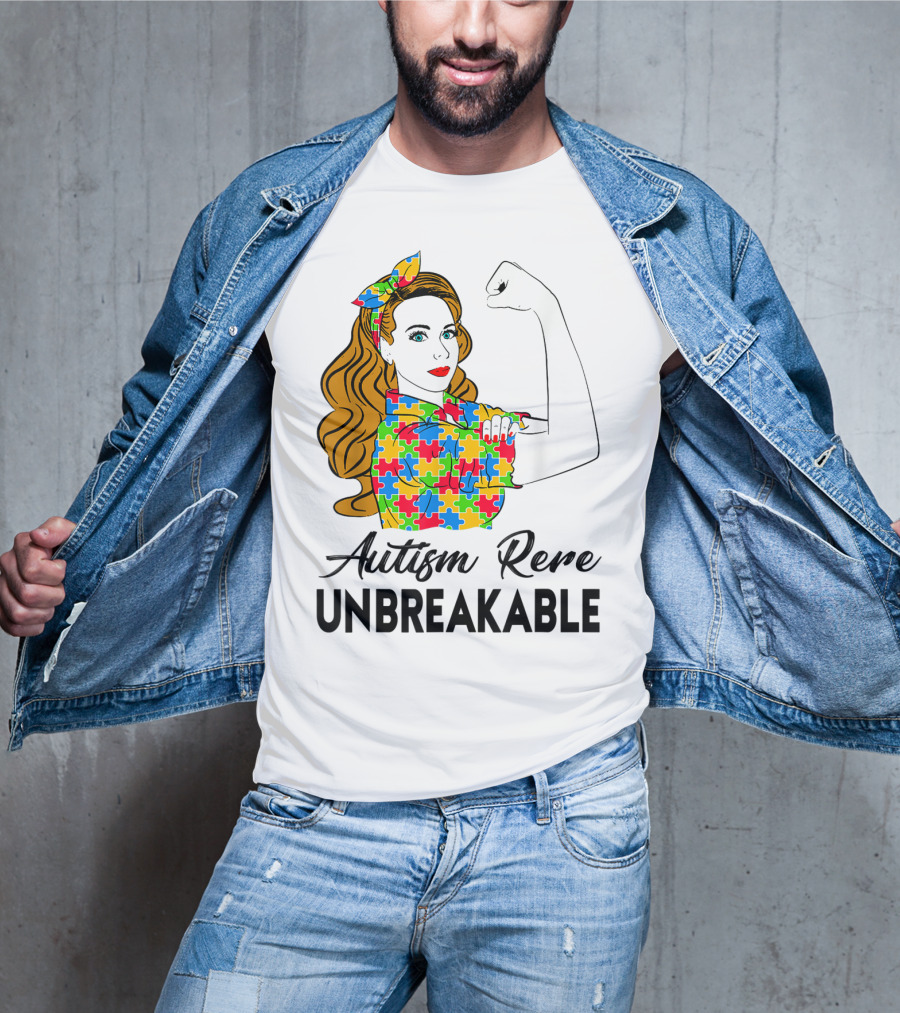 Autism Rere Unbreakable Rosie The Riveter Puzzle T-Shirt