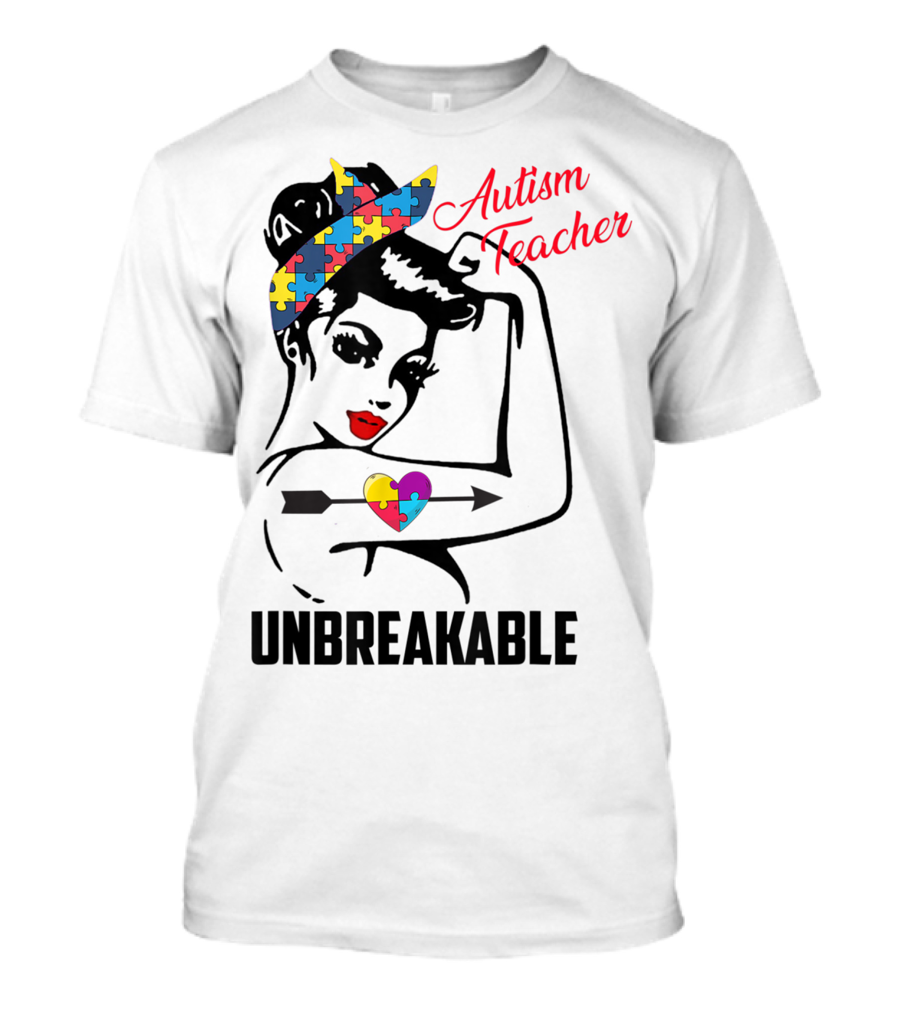Autism Teacher Unbreakable Puzzle Heart Support Autism T-Shirt
