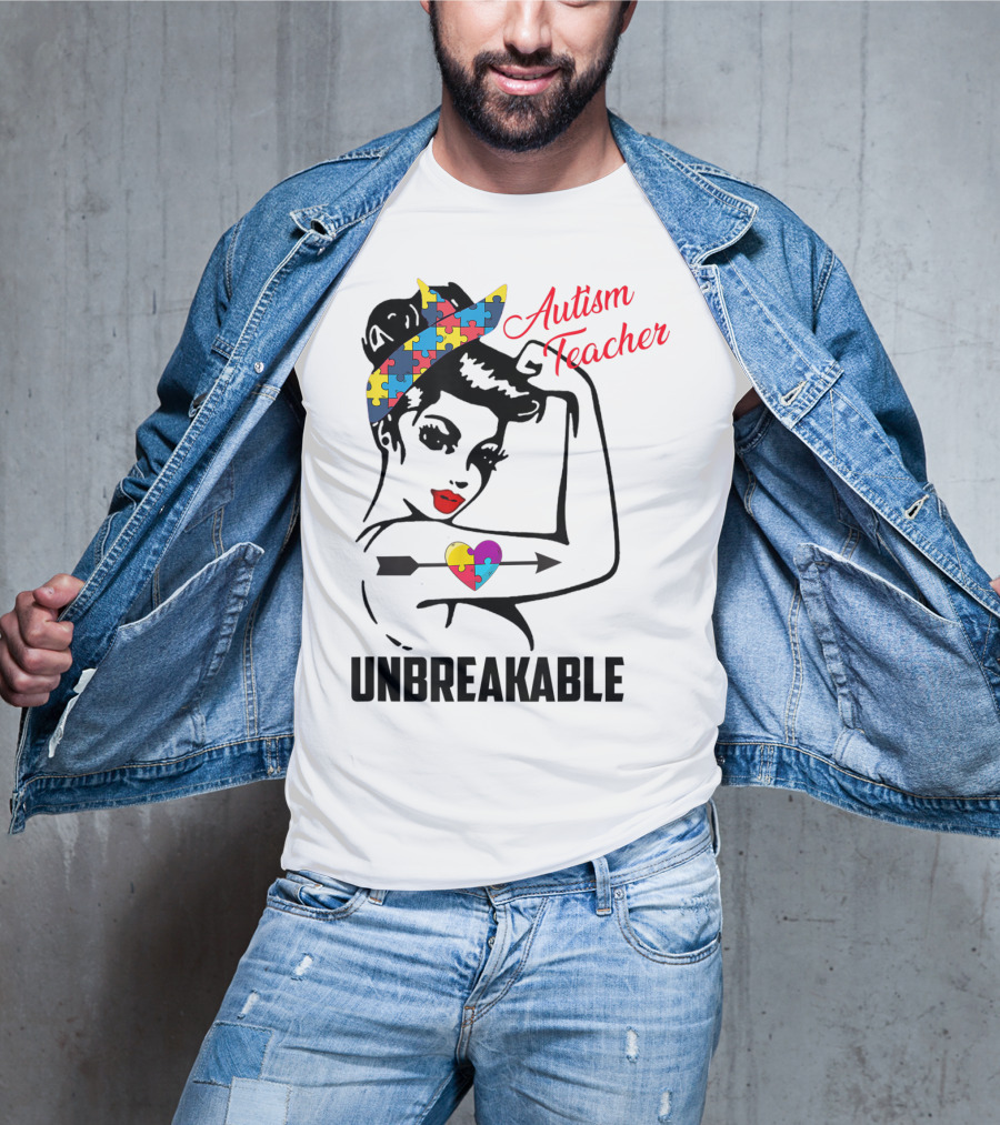 Autism Teacher Unbreakable Puzzle Heart Support Autism T-Shirt