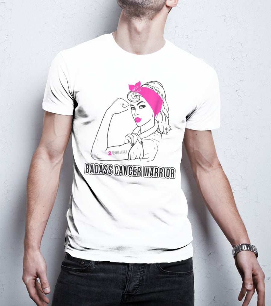 Badass Cancer Warrior Unbreakable Breast Cancer Awareness T-Shirt