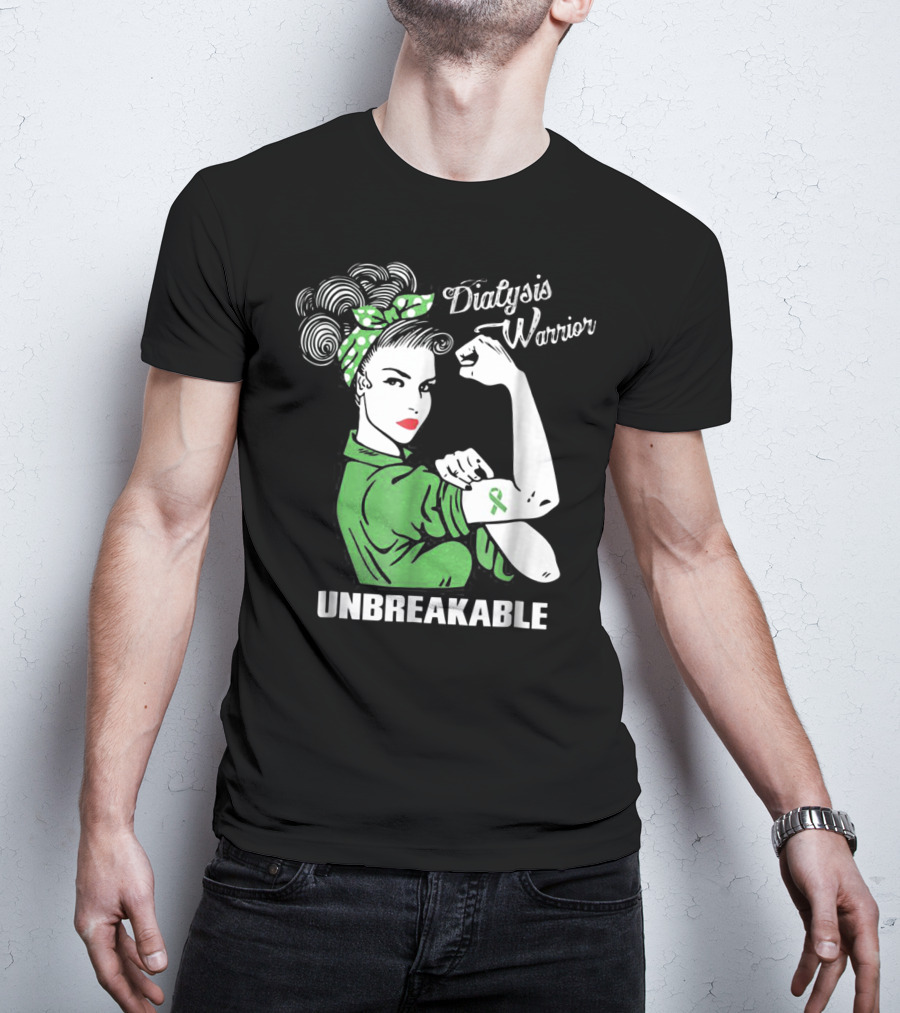 Dialysis Warrior Unbreakable Rosie The Riveter Awareness T-Shirt