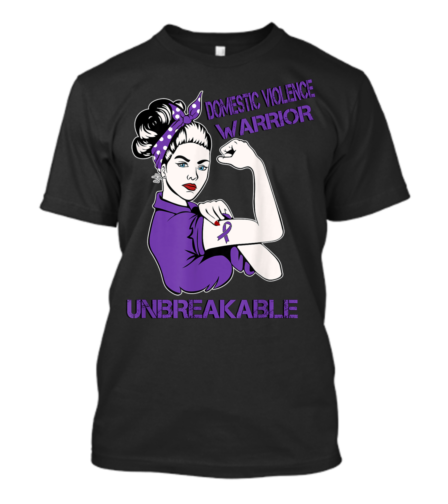 Domestic Violence Warrior Unbreakable Purple Ribbon Empowerment T-Shirt