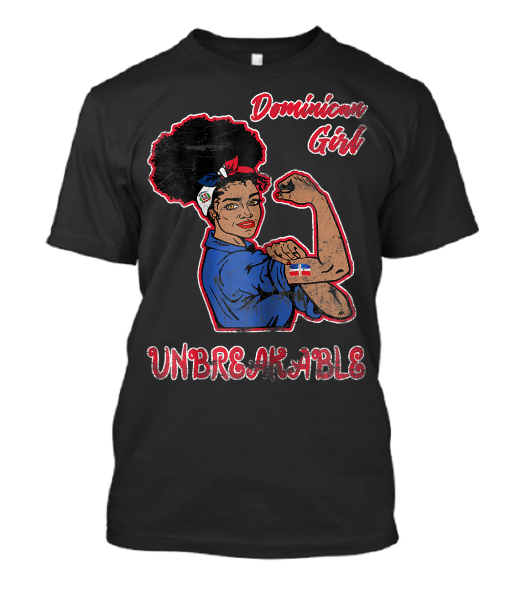 Dominican Girl Unbreakable With Flag And Feminist Symbolism T-Shirt