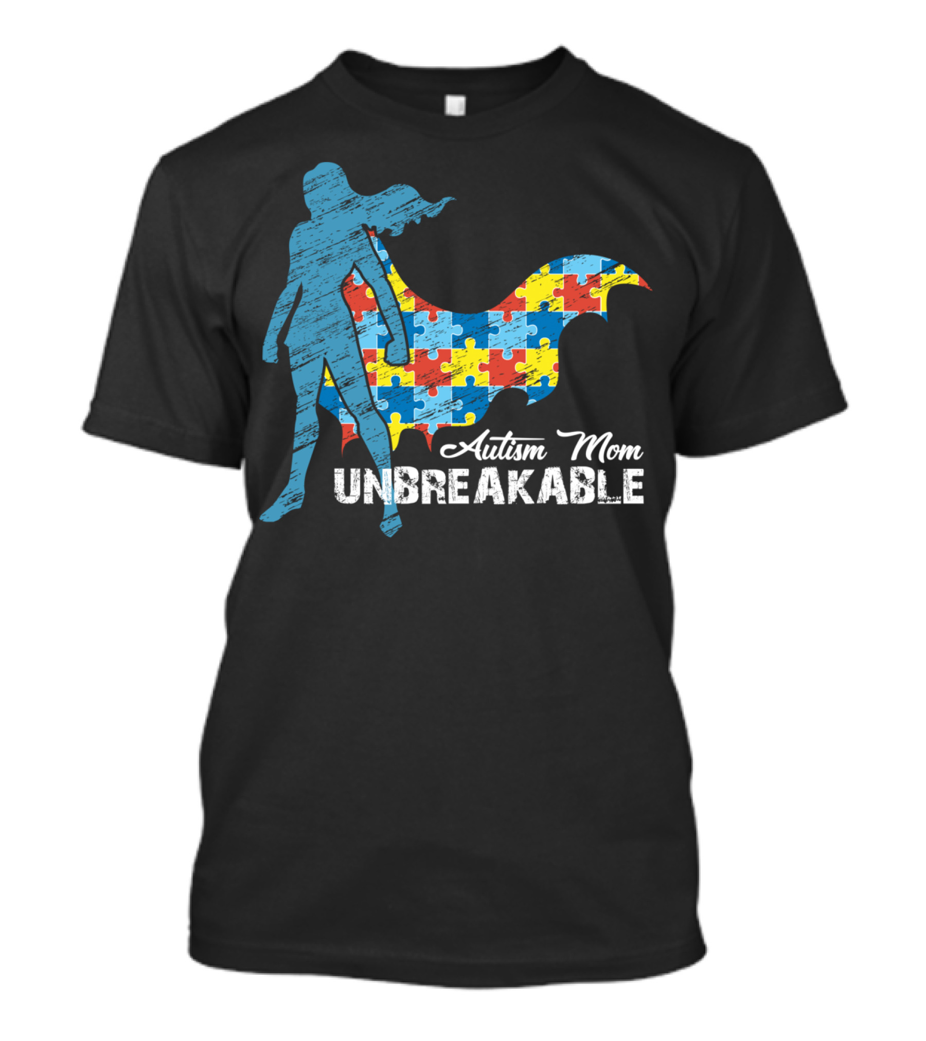 Autism Mom Unbreakable Puzzle Cape Superhero T-Shirt
