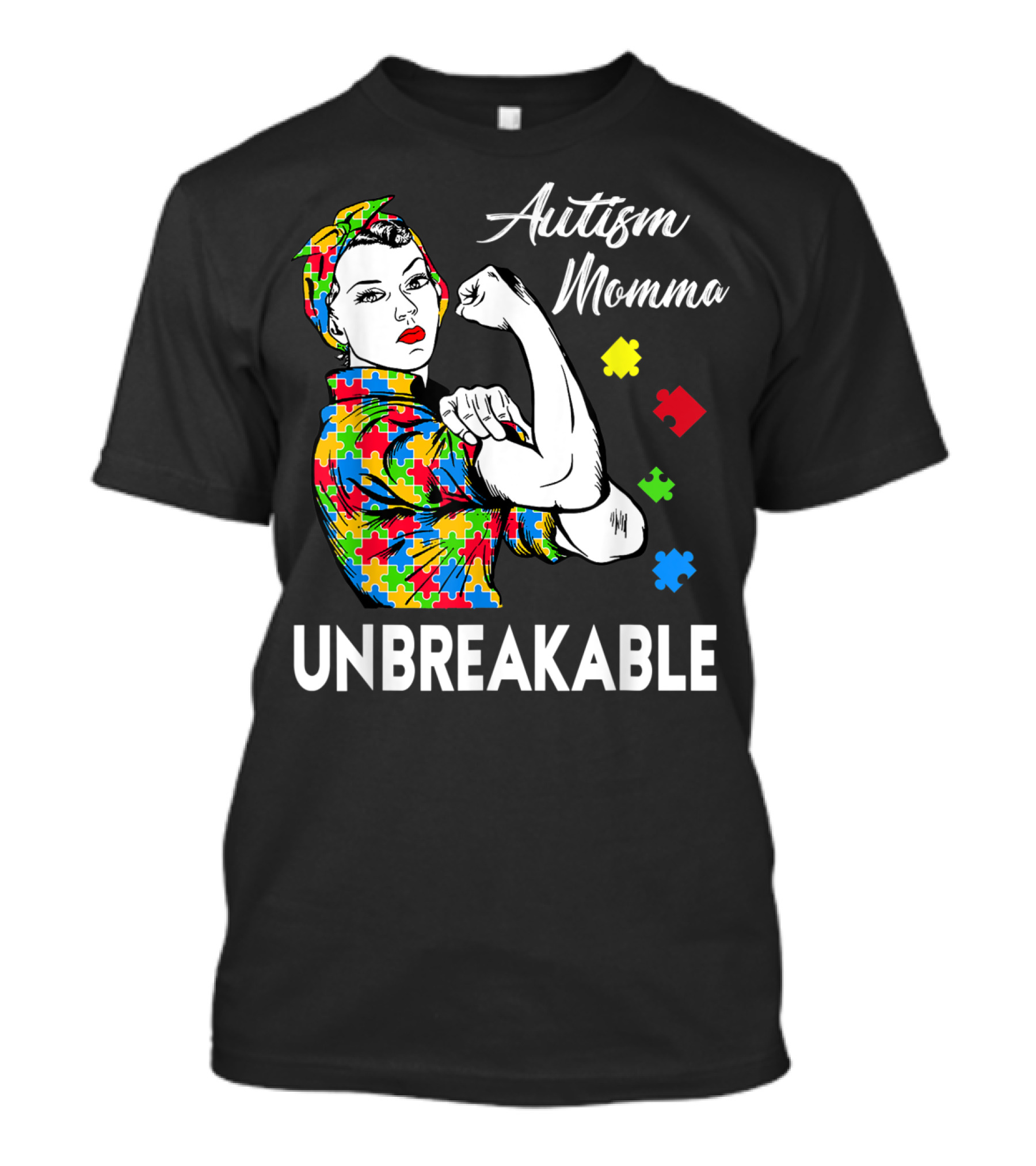 Autism Momma Unbreakable Puzzle Piece Awareness T-Shirt