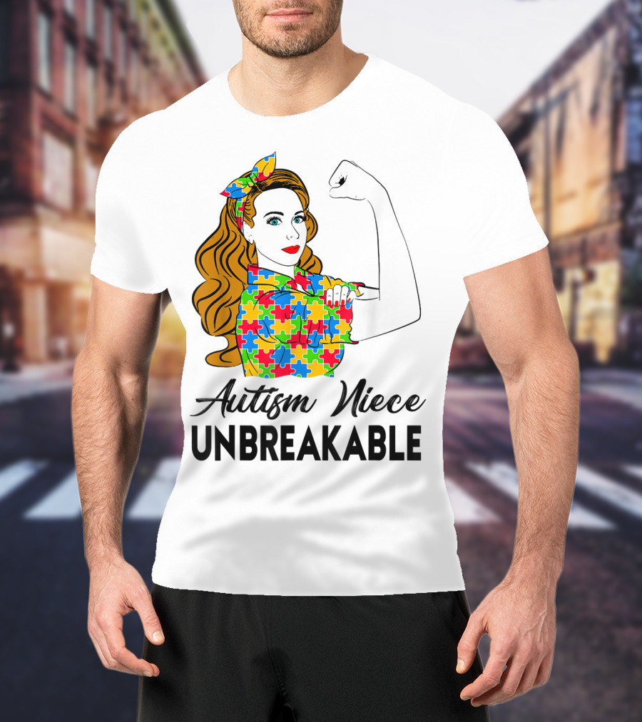 Autism Niece Unbreakable Puzzle Pattern Awareness 2W T-Shirt