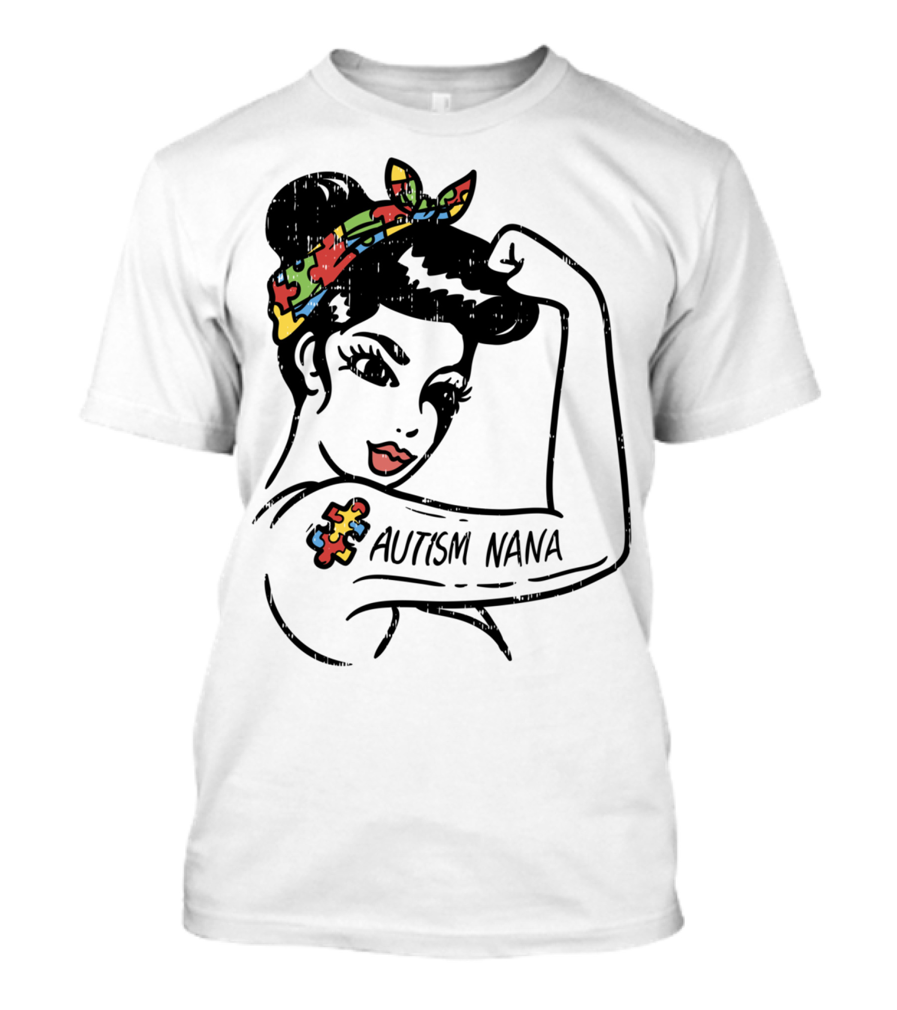 Autism Nana Puzzle Piece Bandana Empowerment T-Shirt