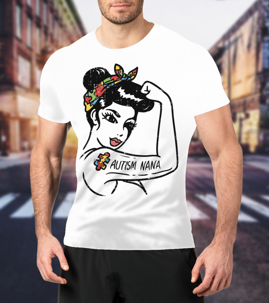 Autism Nana Puzzle Piece Bandana Empowerment T-Shirt