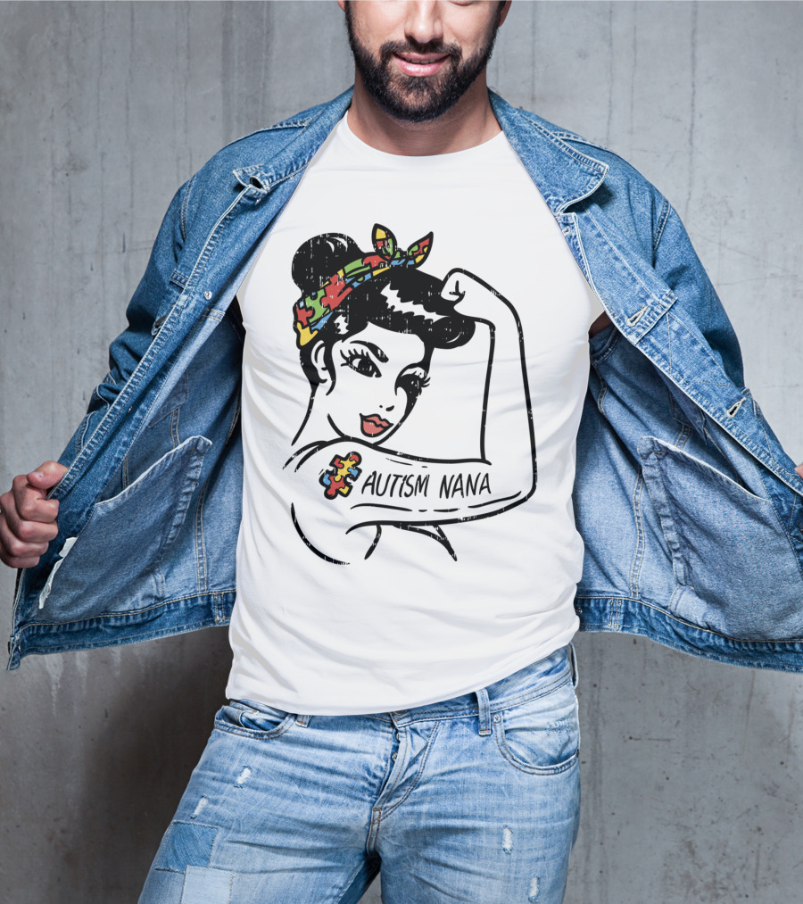 Autism Nana Puzzle Piece Bandana Empowerment T-Shirt