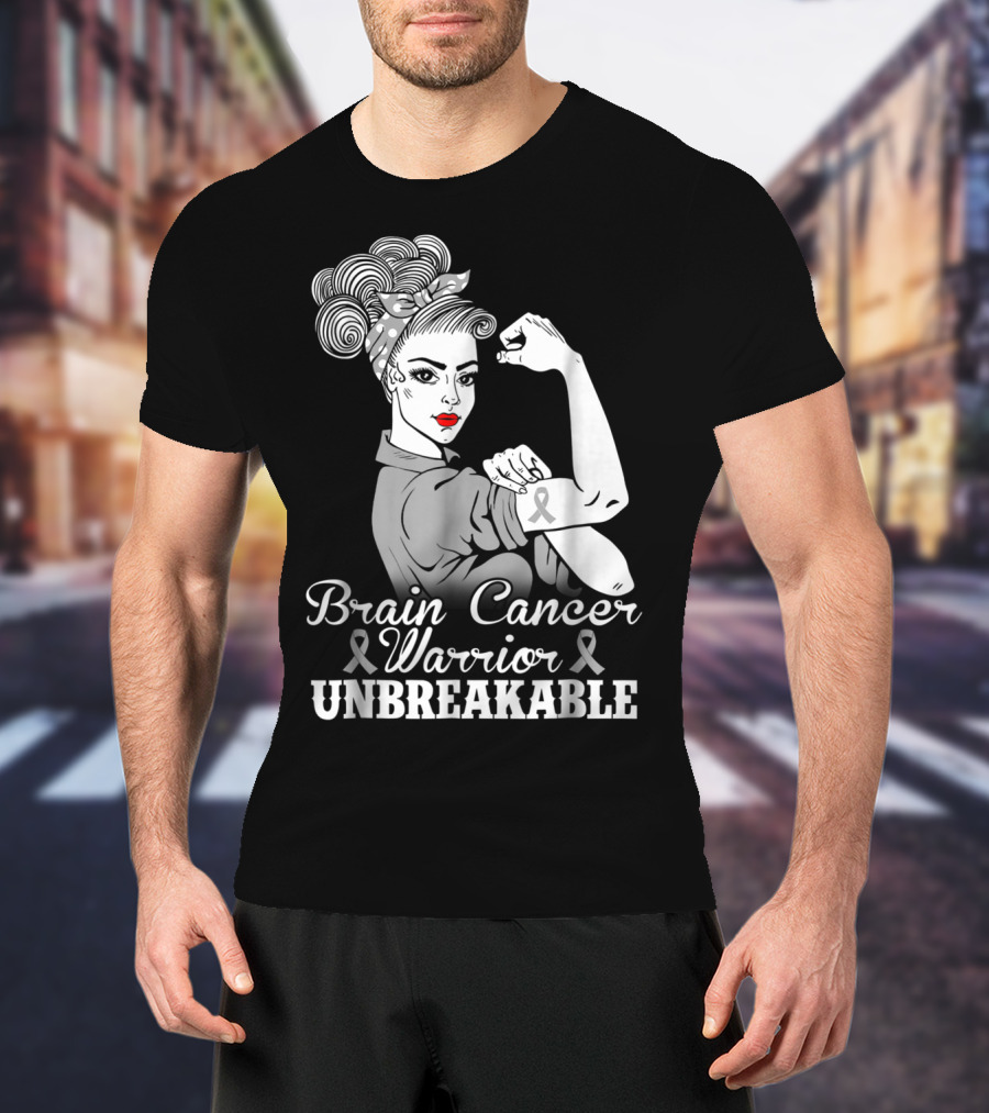 Brain Cancer Warrior Unbreakable Awareness T-Shirt