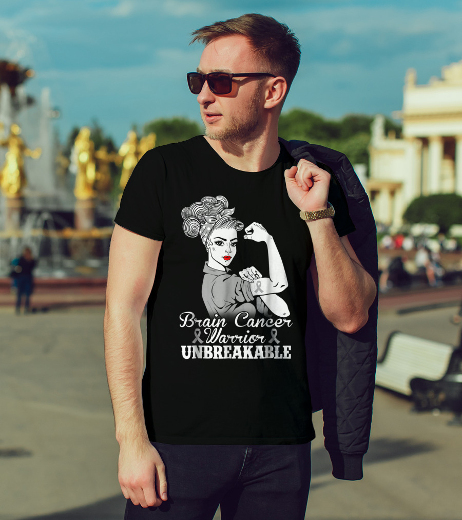 Brain Cancer Warrior Unbreakable Awareness T-Shirt