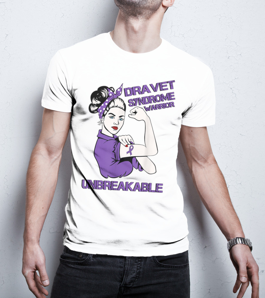 Dravet Syndrome Warrior Unbreakable Rosie Riveter Style Purple T-Shirt