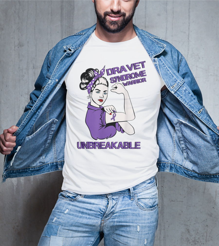 Dravet Syndrome Warrior Unbreakable Rosie Riveter Style Purple T-Shirt