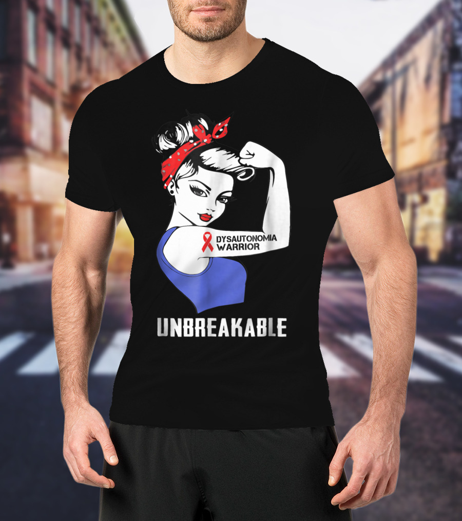 Dysautonomia Warrior Unbreakable Awareness Ribbon Tattoo Rosie The Riveter T-Shirt
