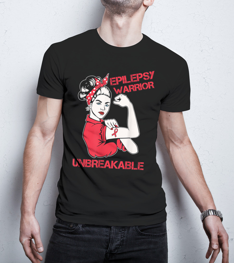 Epilepsy Warrior Unbreakable Rosie The Riveter Inspired T-Shirt