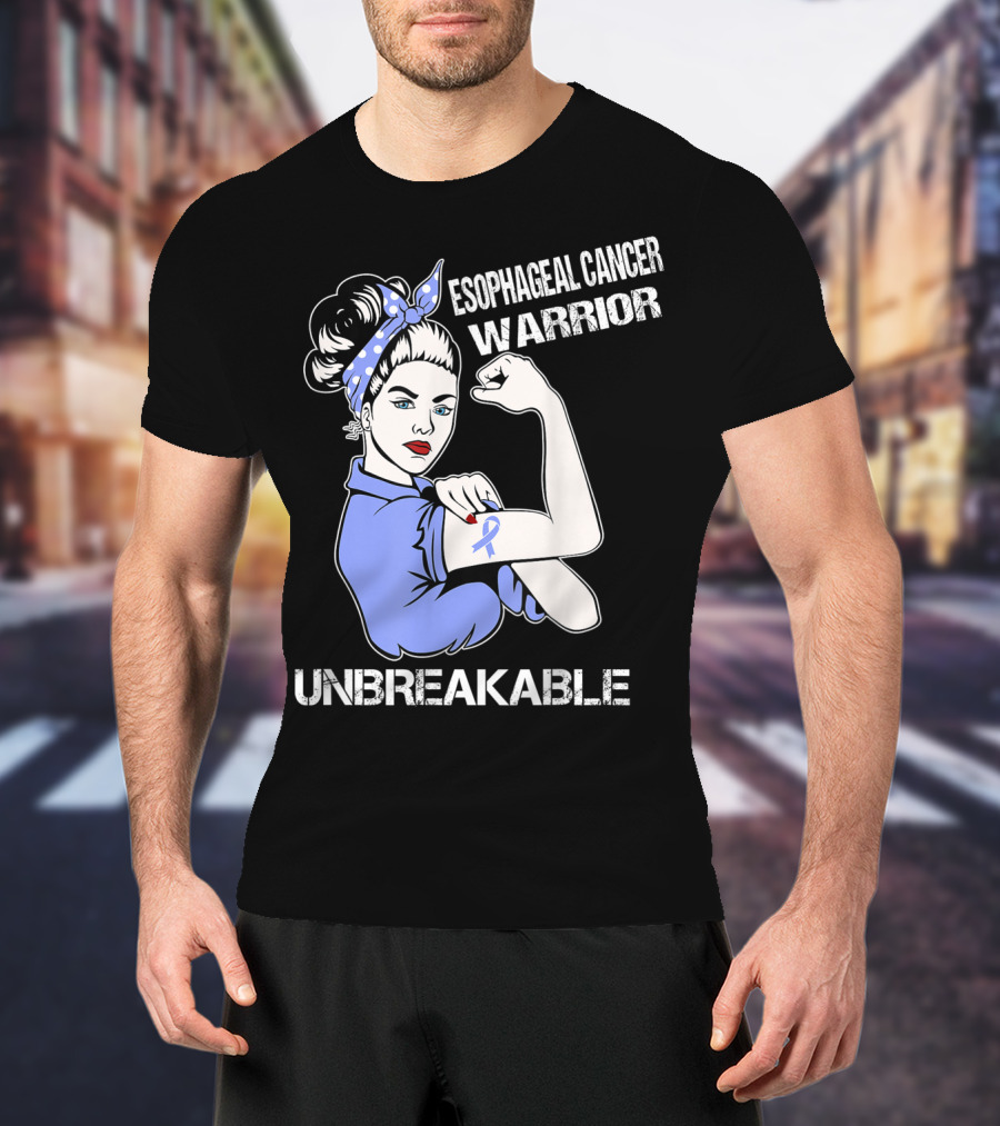 Esophageal Cancer Warrior Unbreakable Rosie The Riveter T-Shirt