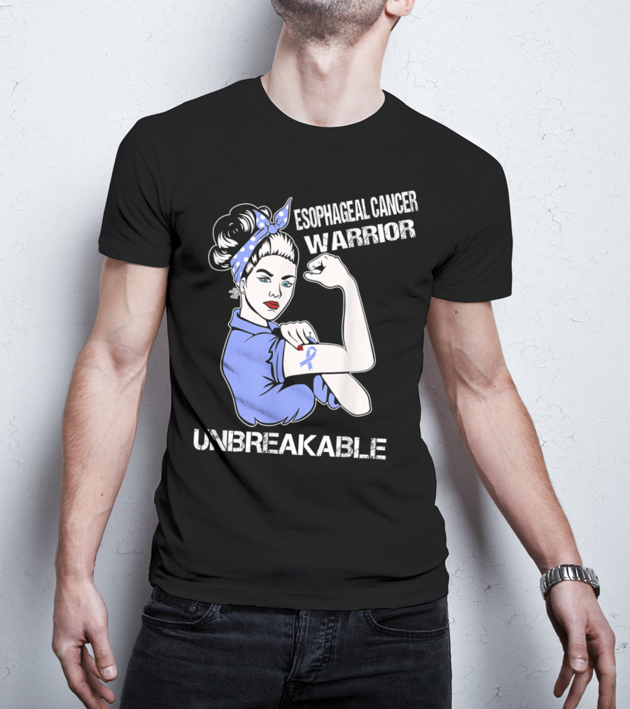 Esophageal Cancer Warrior Unbreakable Rosie The Riveter T-Shirt