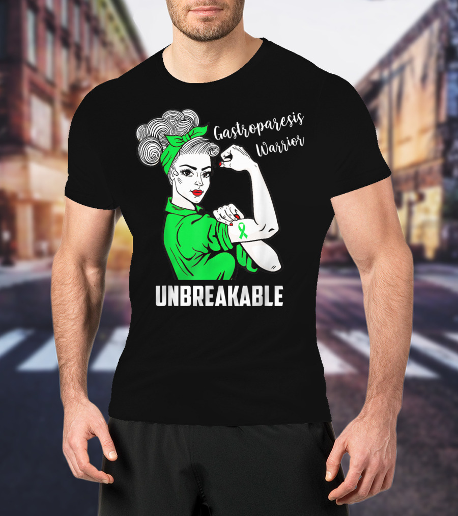 Gastroparesis Warrior Unbreakable Awareness Ribbon Strength T-Shirt