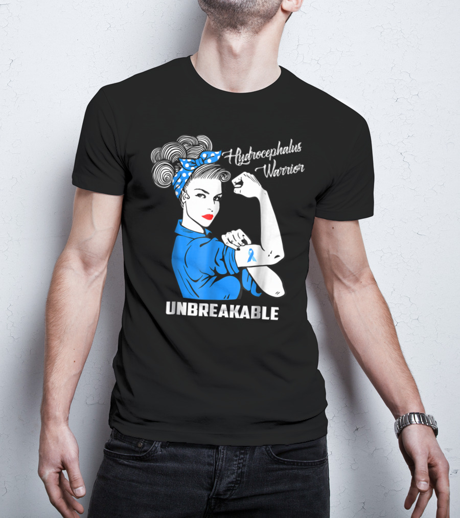 Hydrocephalus Warrior Unbreakable Awareness VB Rosie The Riveter Iconic T-Shirt