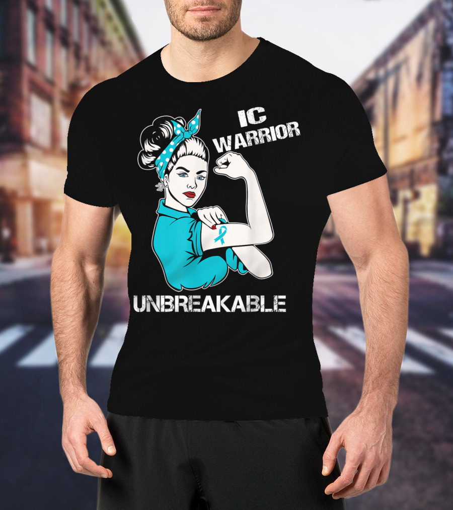 IC Warrior Unbreakable Interstitial Cystitis Awareness Rosie Riveter T-Shirt