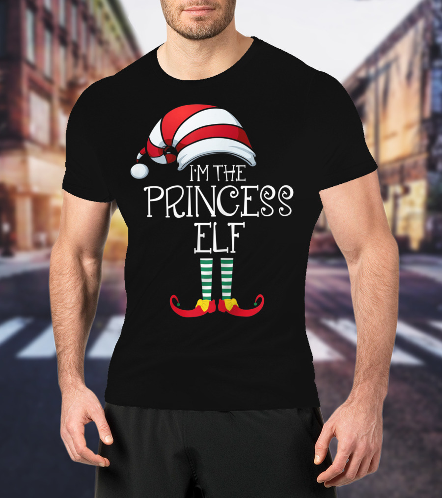 I'm The Princess Elf Striped Hat And Shoes Christmas Humor T-Shirt