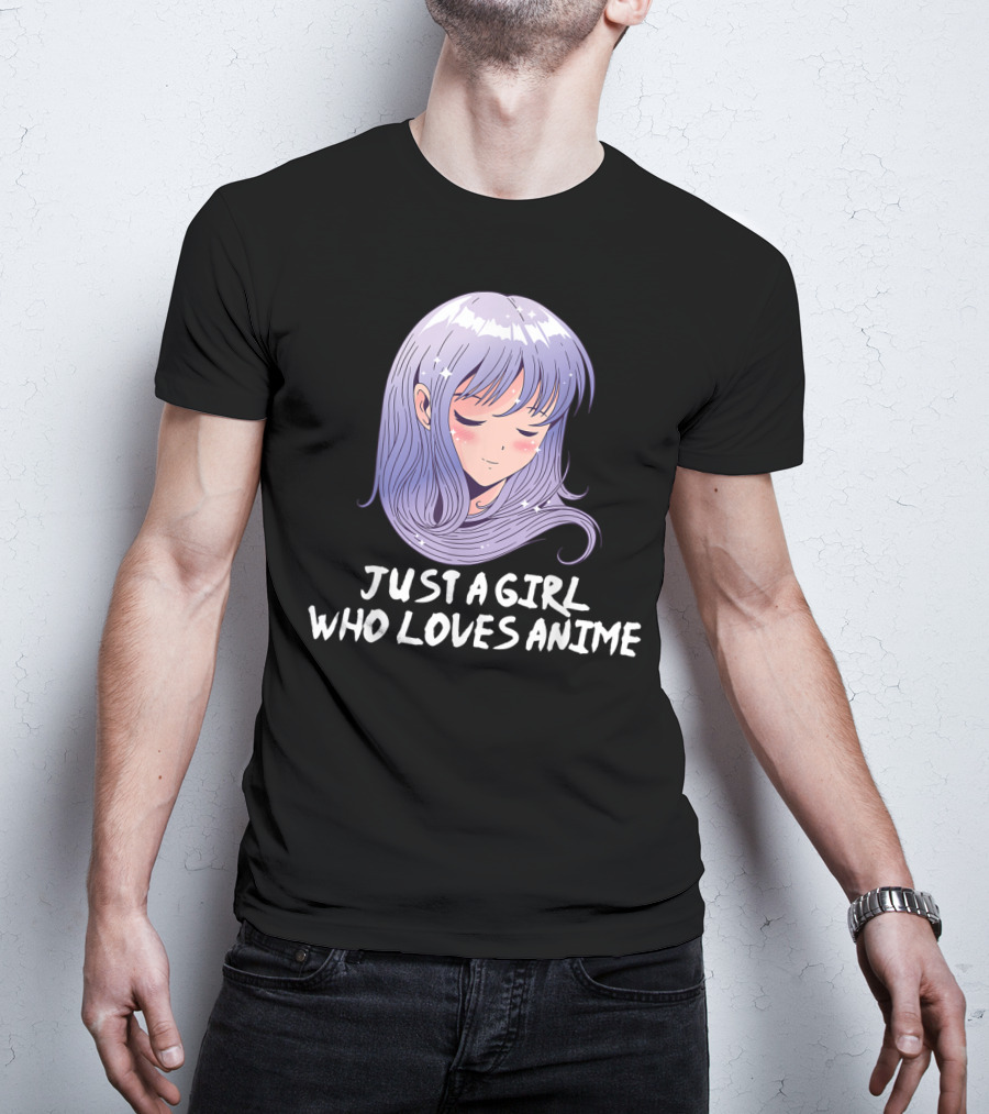 Just A Girl Who Loves Anime Japanese Anime Purple Hair Character T-Shirt