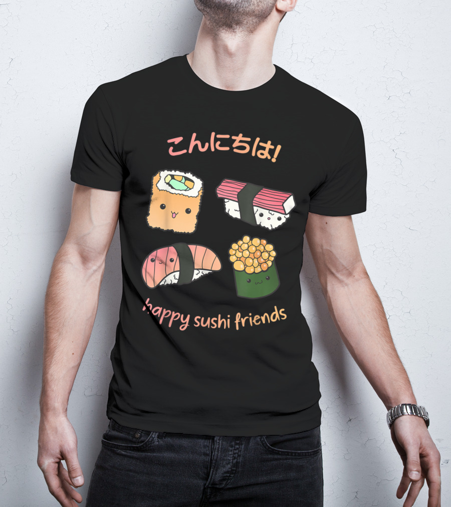 Kawaii Japanese Sushi Happy Sushi Friends T-Shirt
