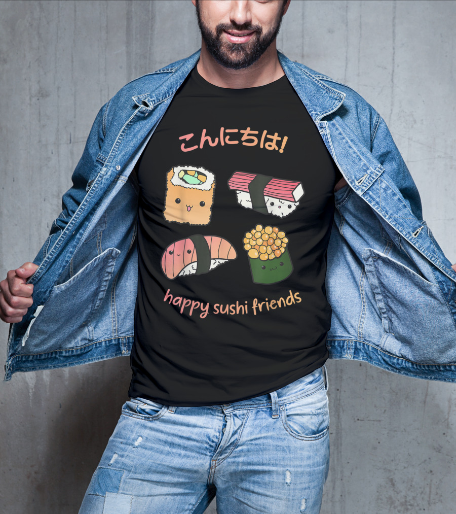 Kawaii Japanese Sushi Happy Sushi Friends T-Shirt